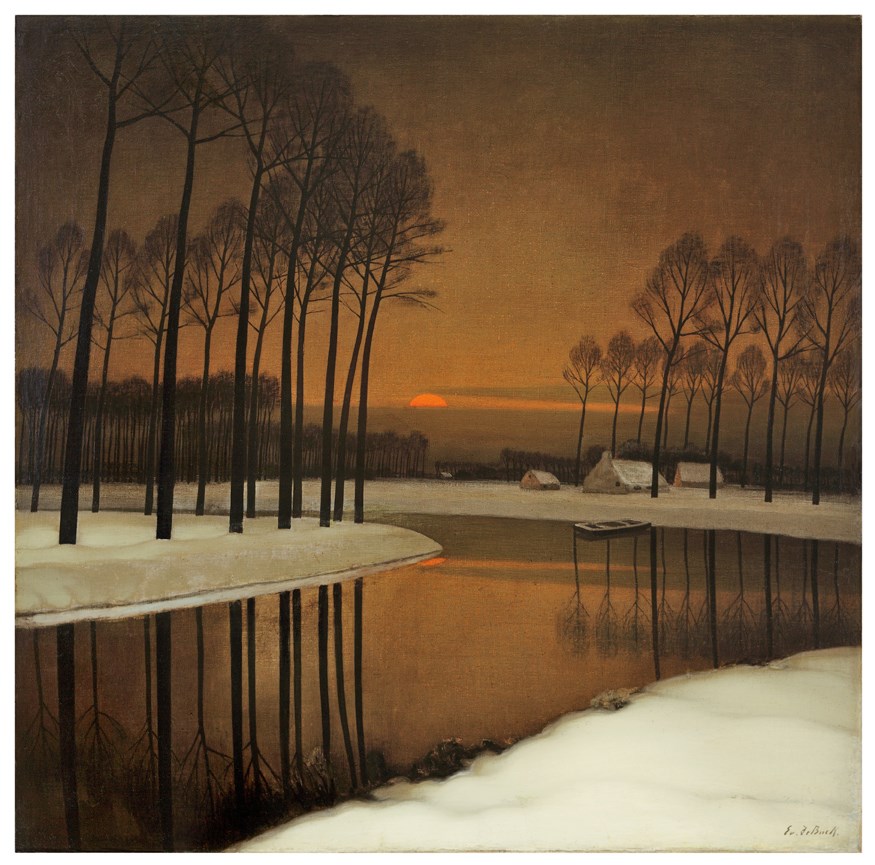 Red Sunset over the Wintery Lys